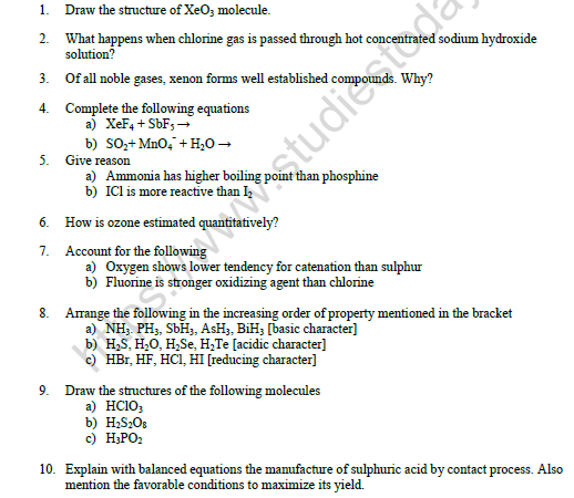 CBSE Class 12 Chemistry Worksheet Set F